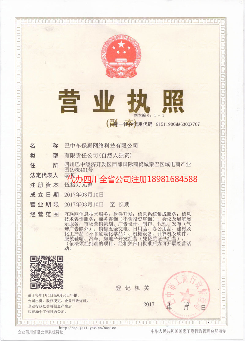 朝天朝天车保惠网络科技有限公司